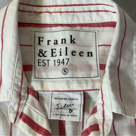 Frank & Eileen Women's Long Sleeve Shirt Size S Striped Red White 100% Linen - Picture 8 of 11